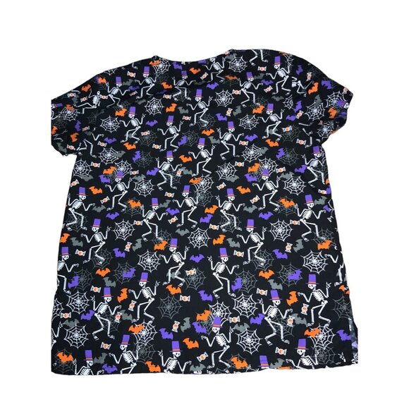 Halloween Scrub Top Skeletons, Spider Webs, Bats Size M - Picture 7 of 9